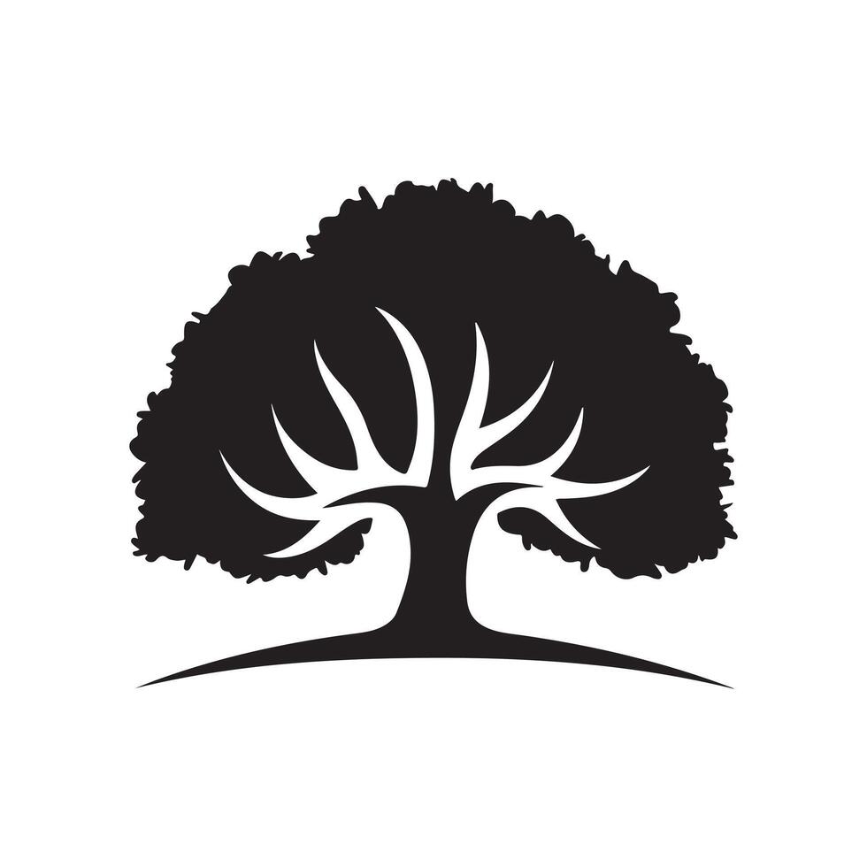 Silhouette of a stylized tree for logo or design use. vector