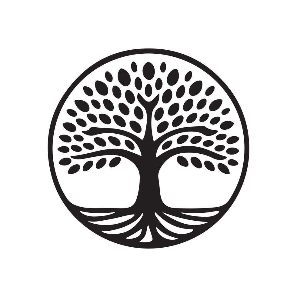 Elegant Black and White Tree Silhouette Design vector