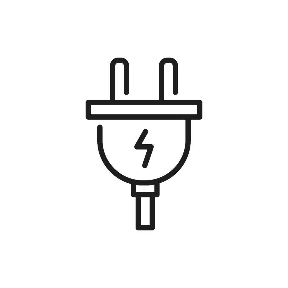 This is a minimalist outline icon that depicts a twopin electrical plug. It symbolizes electrical connectivity, which is essential in the fields of renovation and construction projects vector