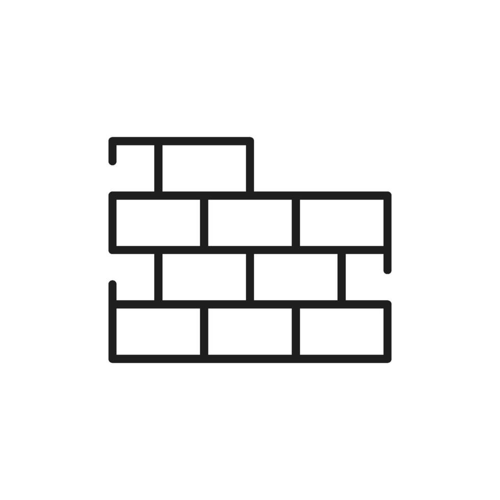 This outline icon of a brick wall symbolizes construction and renovation, making it ideal for architecture and design, as it represents key elements of building and development processes vector