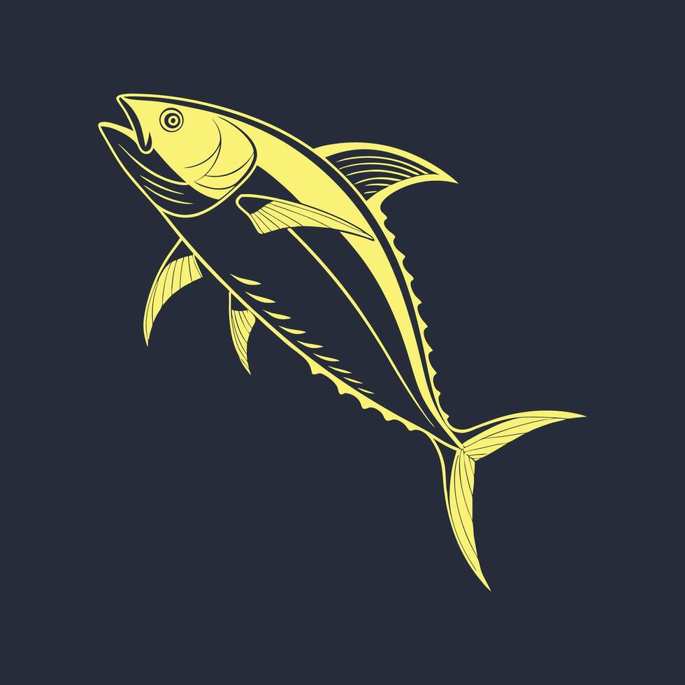 yellow tuna fish on black background vector