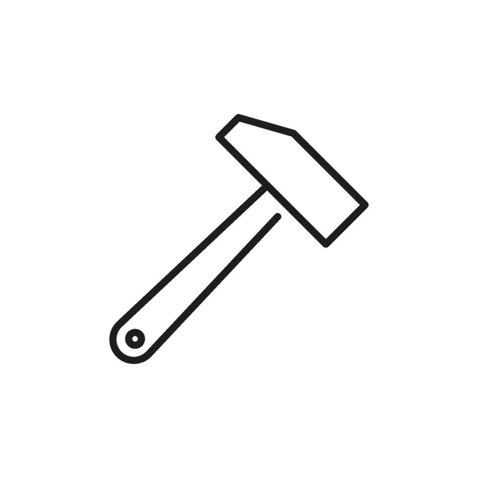 An outline icon of a hammer symbolizes the construction industry and renovation, ideal for design projects related to building and home improvement, capturing craftsmanship and skill vector