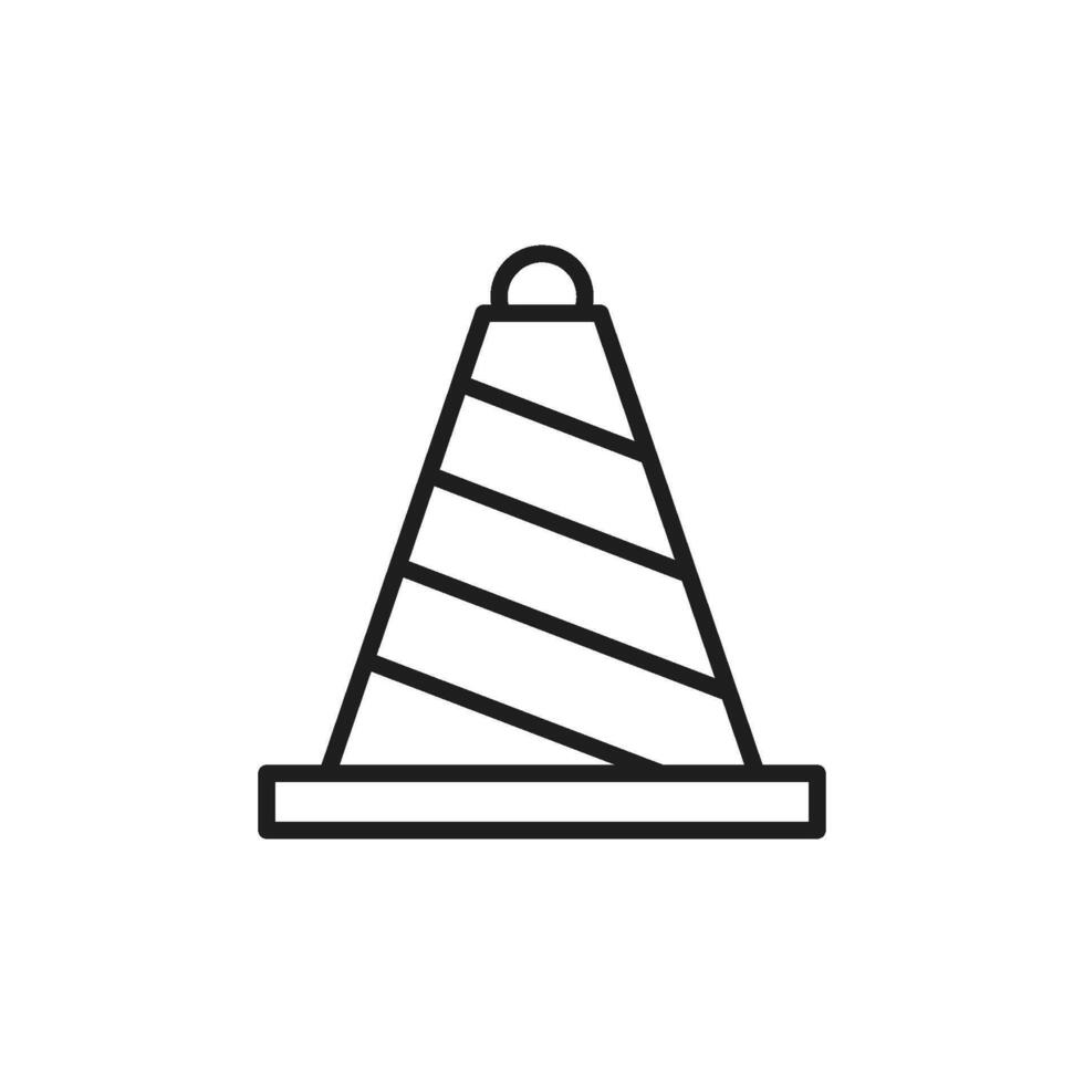 An outline icon illustrating a construction cone, which is frequently employed in traffic management and renovation projects to indicate caution and ensure safety on the roads and work sites vector