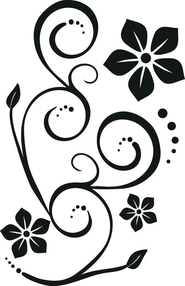 Floral ornament in black and white vector