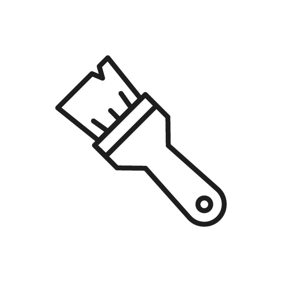 This minimalist outline icon features a sleek paintbrush, symbolizing essential tools in renovation and construction. It reflects creativity and skilled craftsmanship in DIY projects vector