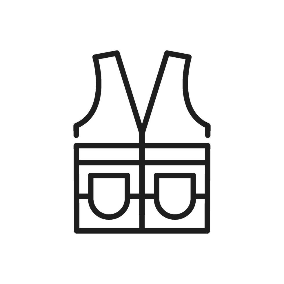 This is a minimalist outline icon that effectively represents a construction waistcoat, serving as a powerful symbol of safety and professionalism within the construction industry and its practices vector