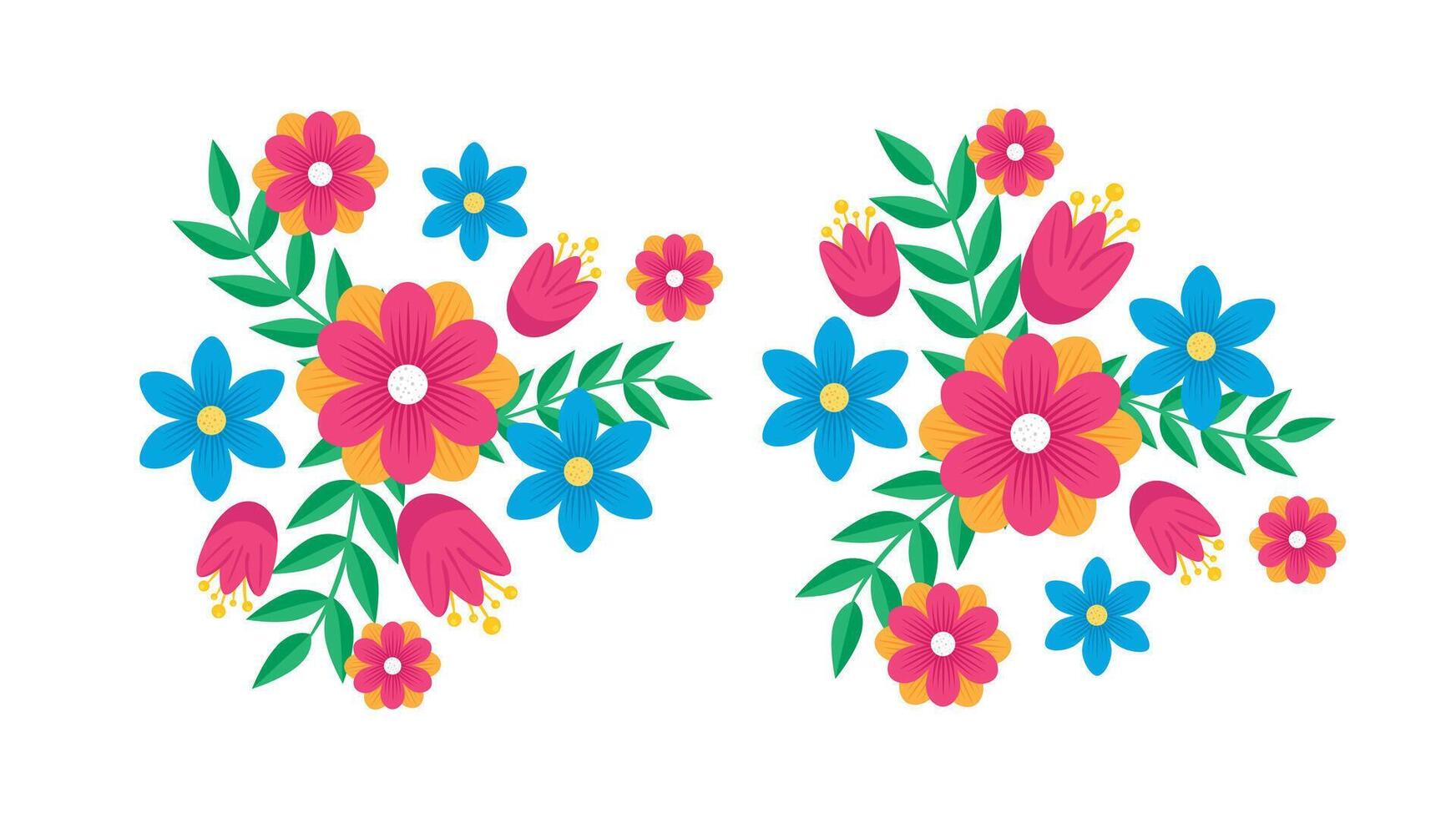 flowers and leaves on white background vector
