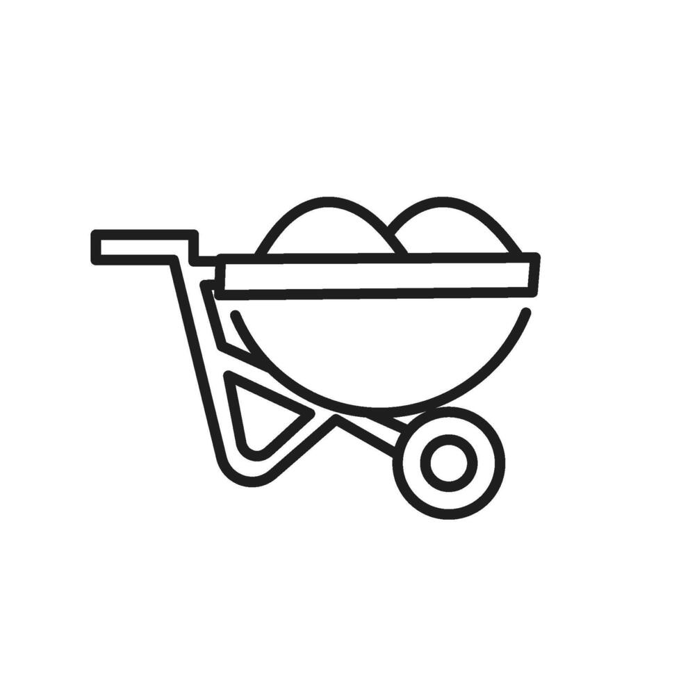 This minimalist icon depicts a wheelbarrow carrying eggs, symbolizing the essential roles of the construction and renovation sectors and their significant contributions to society vector