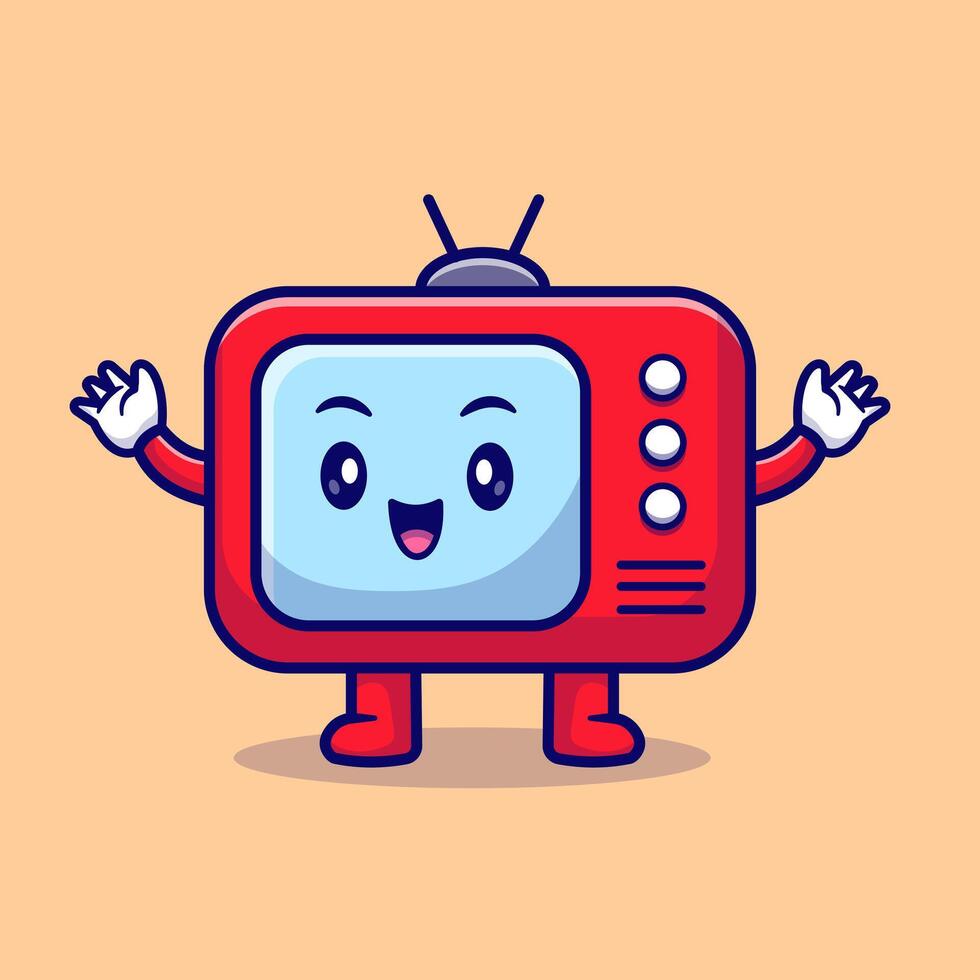 Cute Happy Television Cartoon vector
