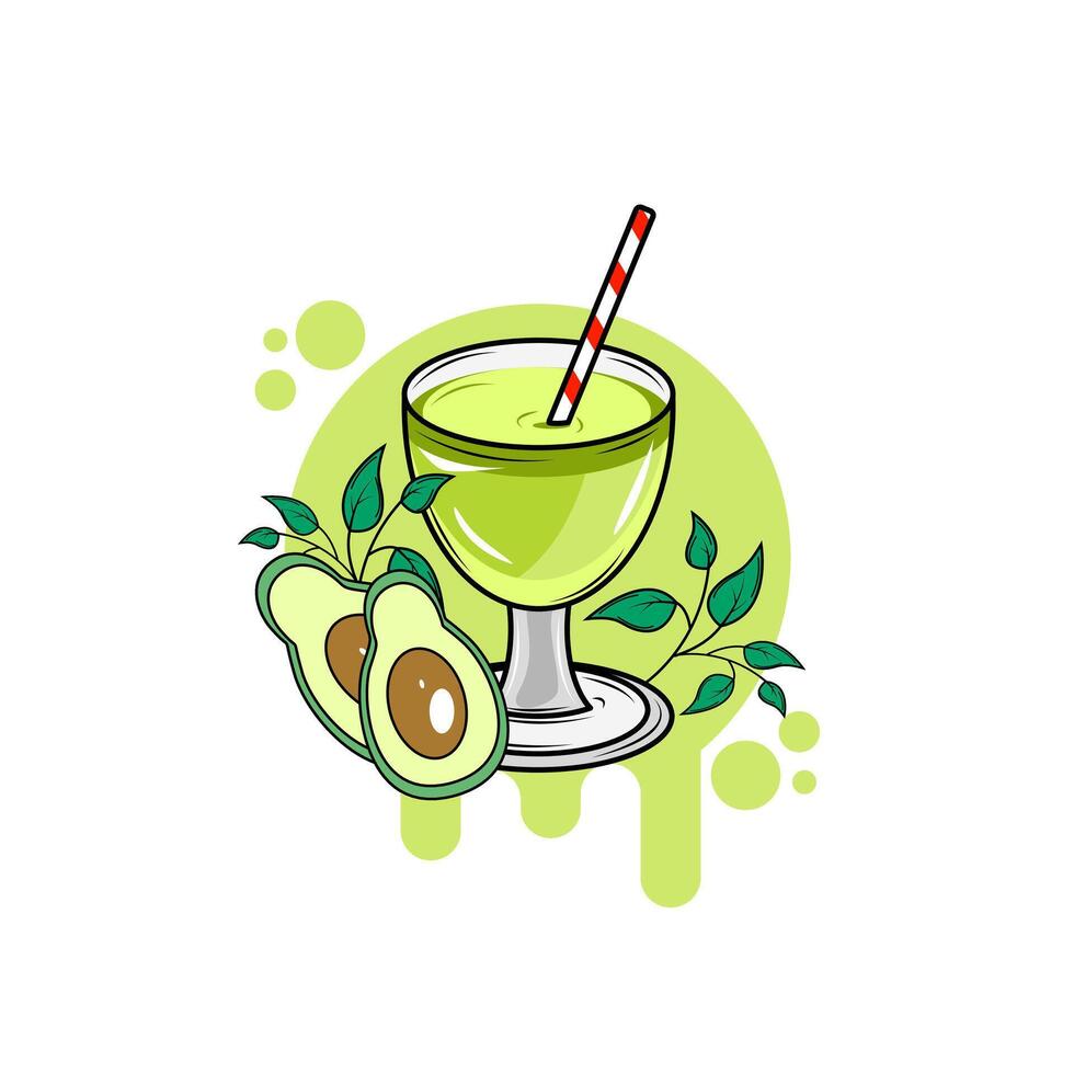 avocado juice ilustration doodle template vector