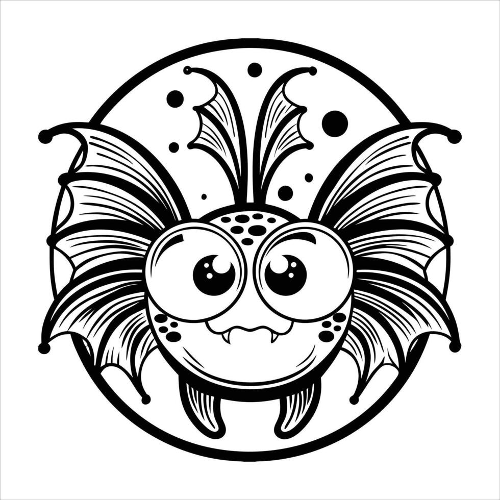 Cartoon black goldfish on a white background. vector