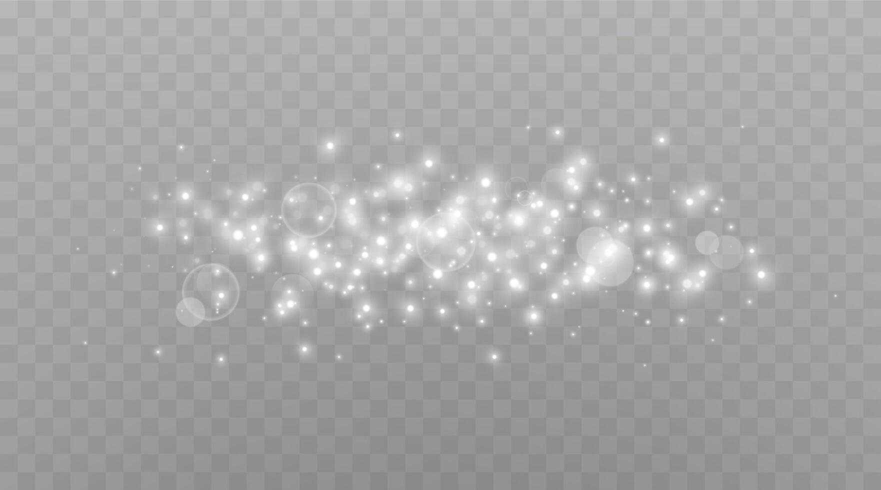 Silver magic sparks and dust stars. Glittering particles, sparkles. Glow flare light effect. Silver luminous points vector