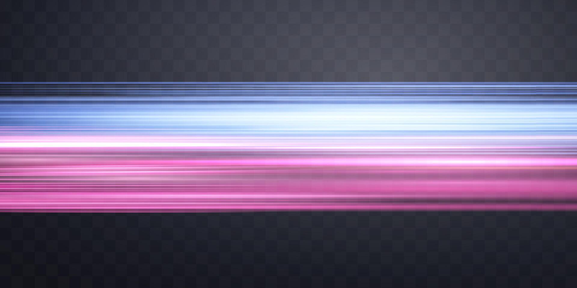 Speed rays, light neon flow, zoom in motion effect, blue and pink glow speed lines, colorful light trails, stripes vector