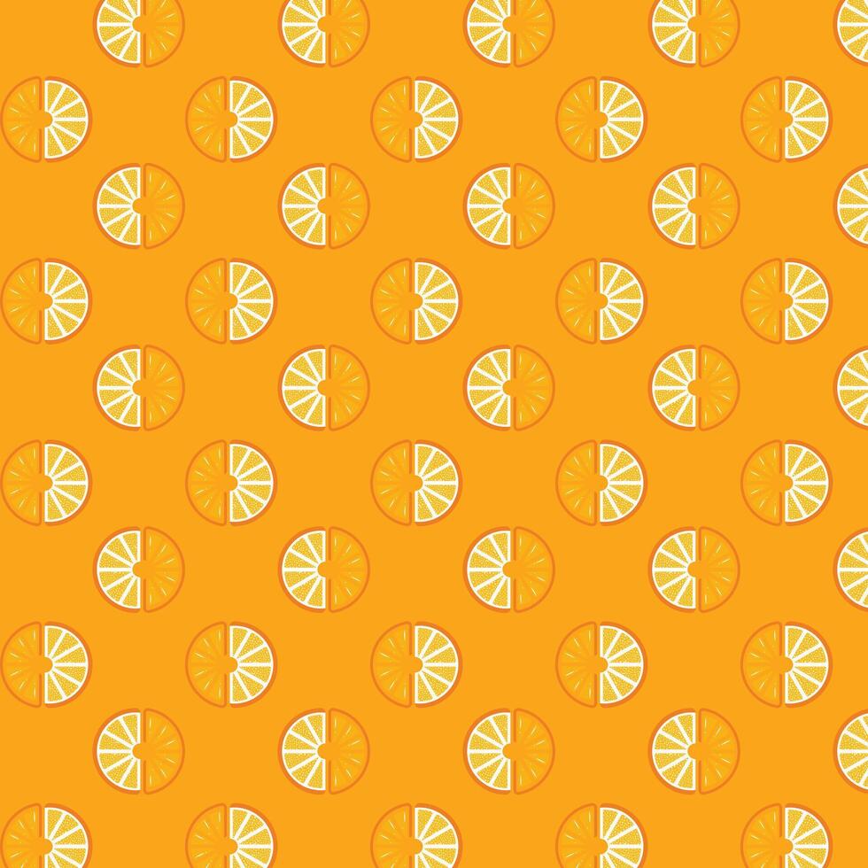 seamless pattern of orange slices on a yellow background. vector