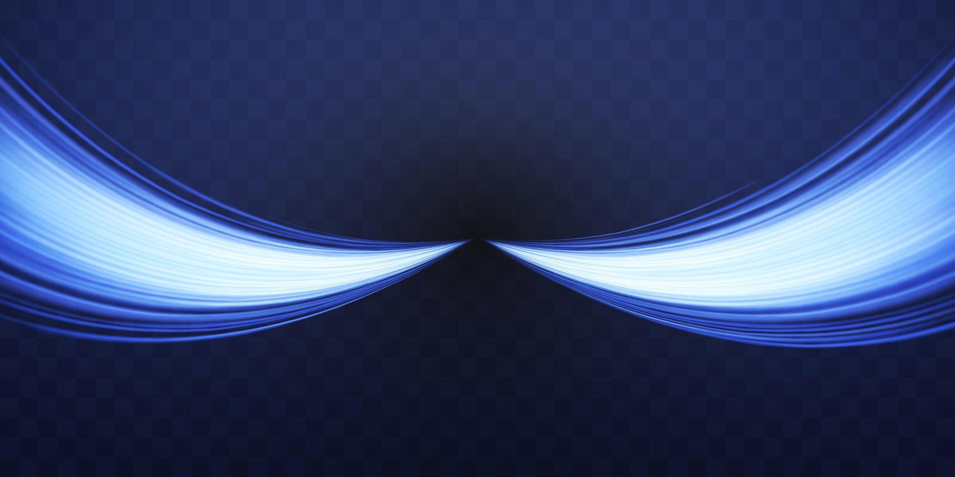 Speed rays, light neon flow, zoom in motion effect, blue glow speed lines, light trails vector