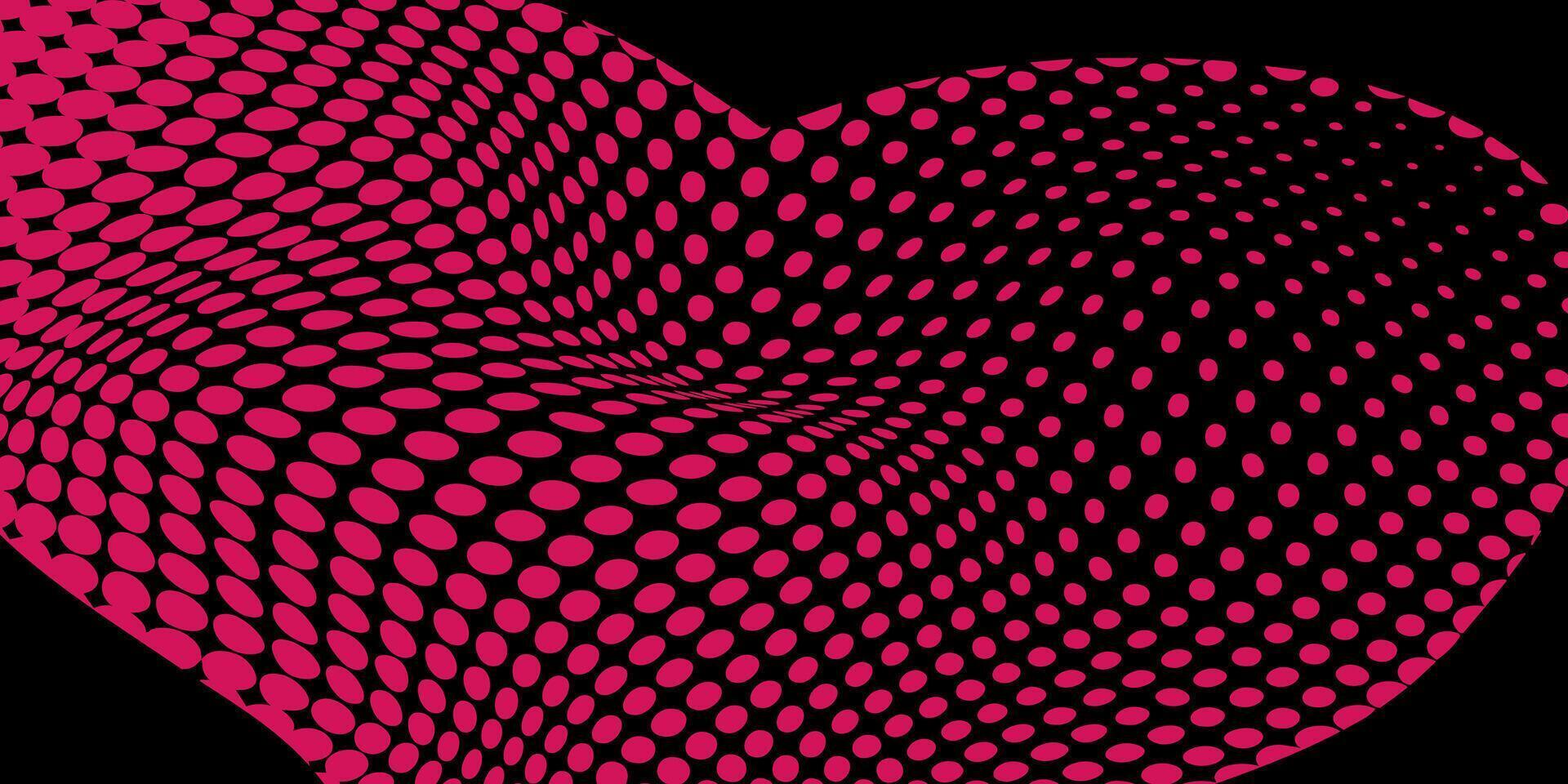 Background with Wavy Pink Dots on Black vector