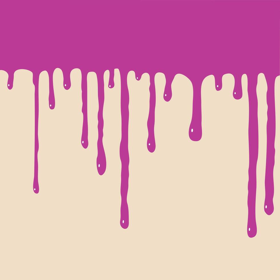 A border of a big pink dripping of icing on a cake. vector