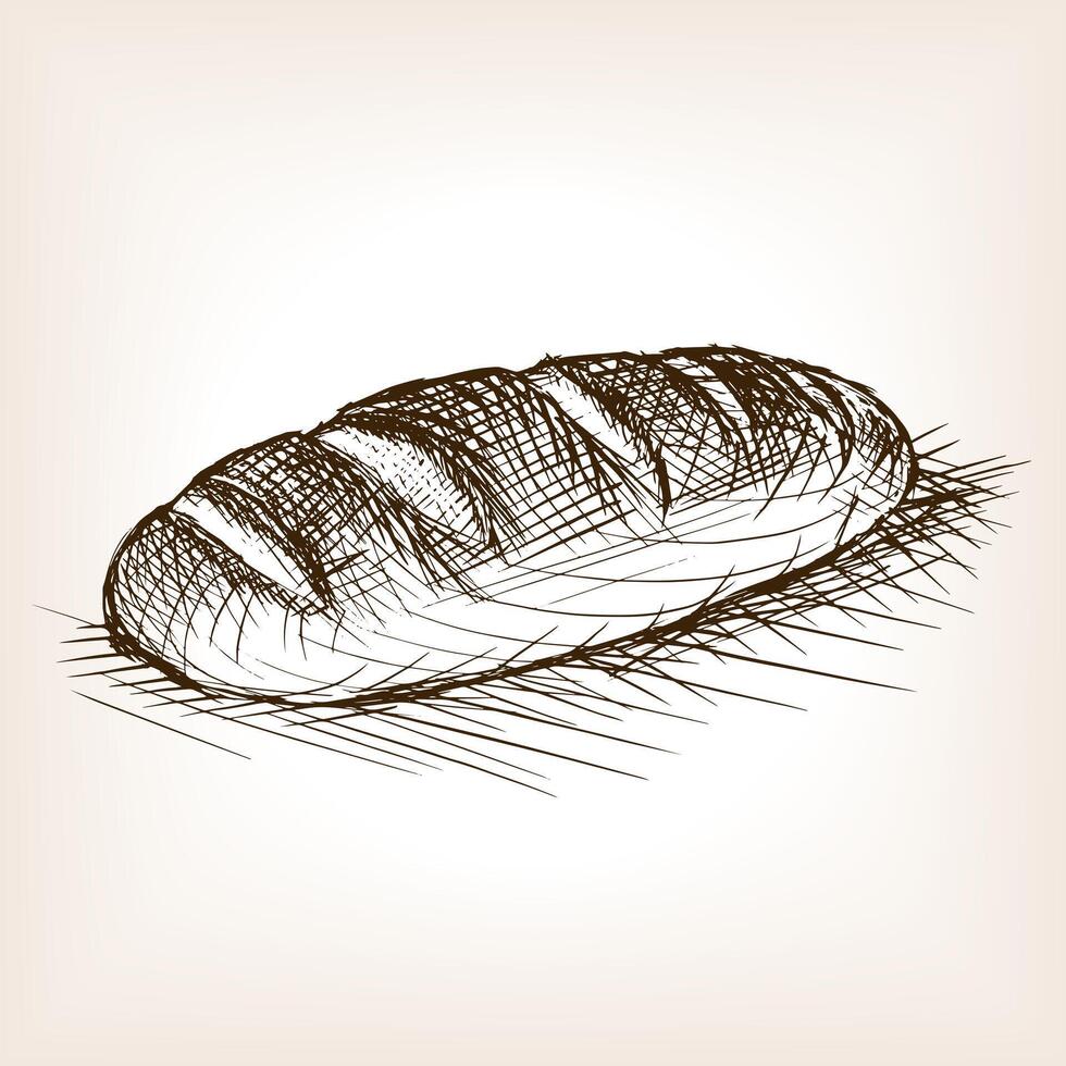 Bread sketch style illustration. Old hand drawn engraving imitation. Loaf of bread illustration vector