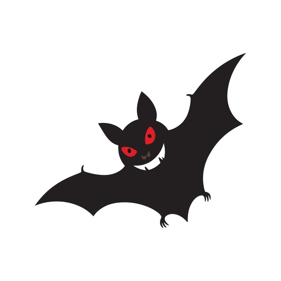 Black and white cat with a bat in a cartoon Halloween theme under a moonlit night vector