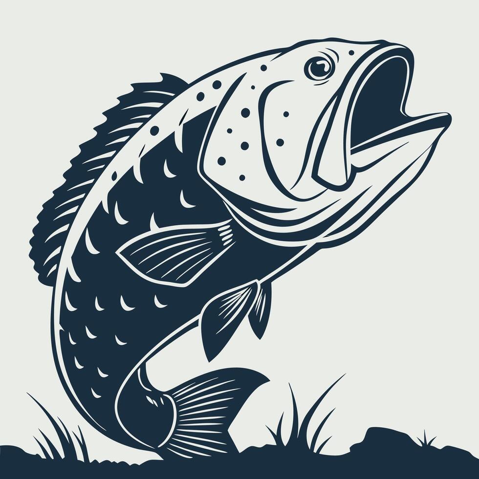 A Goliath Grouper fish jumping out of the water with its mouth open vector