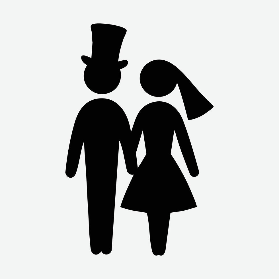 Wedding Couple icon Silhouette illustration Style art vector