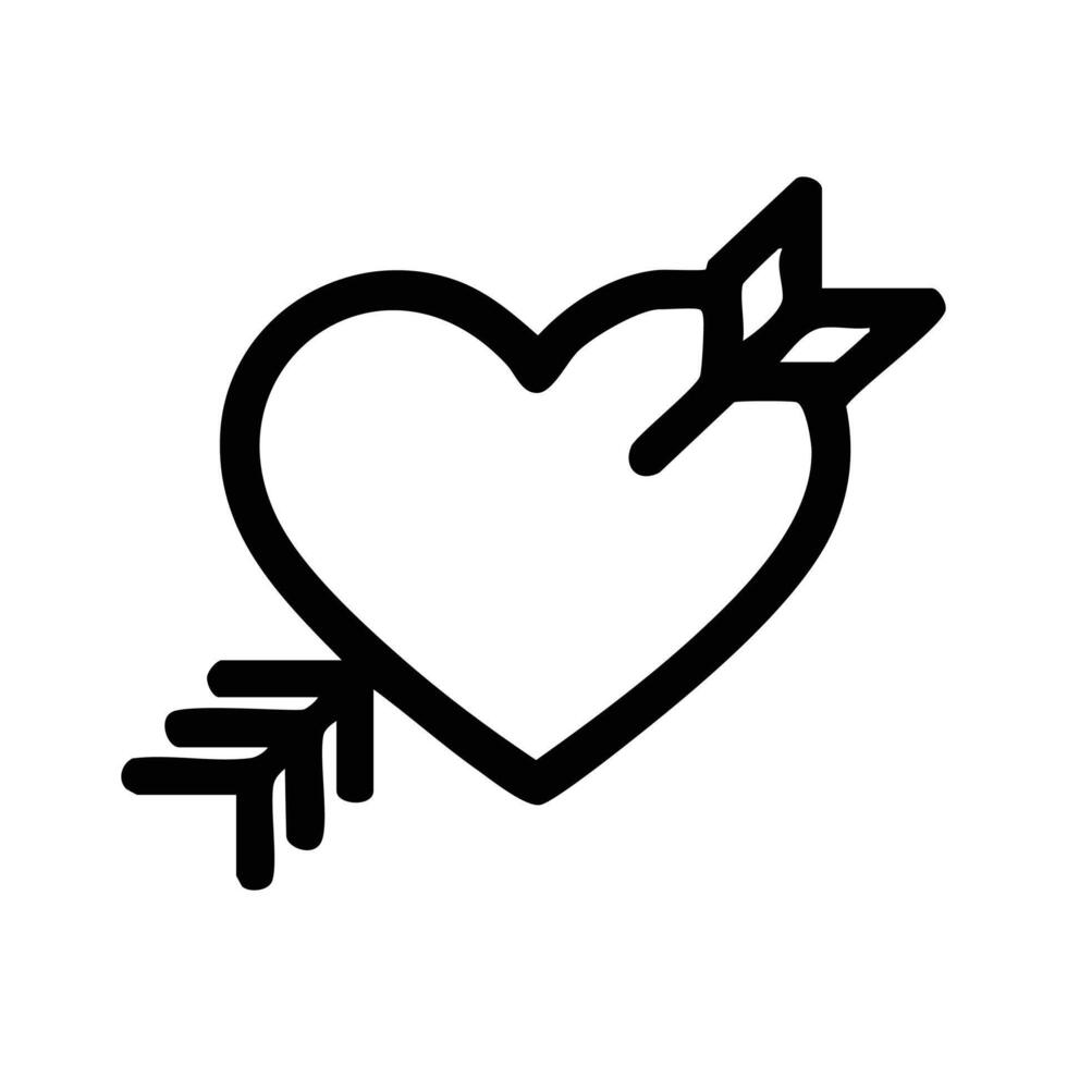 Heart with Arrow icon silhouette style art, heart symbol with hand vector