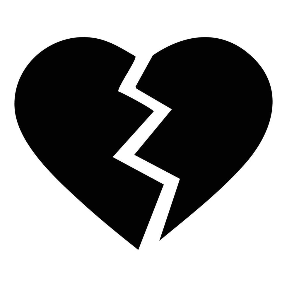 Broken Heart icon silhouette style art vector