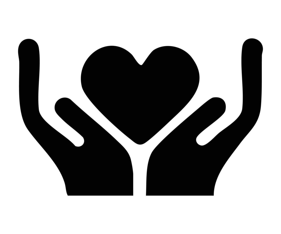 Heart in Hands icon silhouette style, Hands holding heart art vector