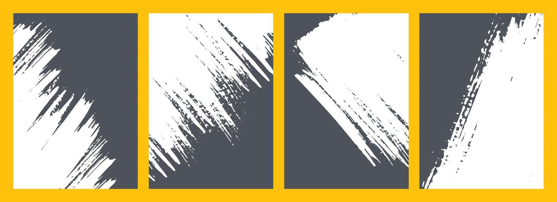 White Grunge art on black background textured Brochure cover template design vector