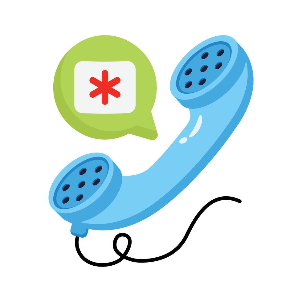 A hotline phone icon for quick medical assistance or emergencies vector