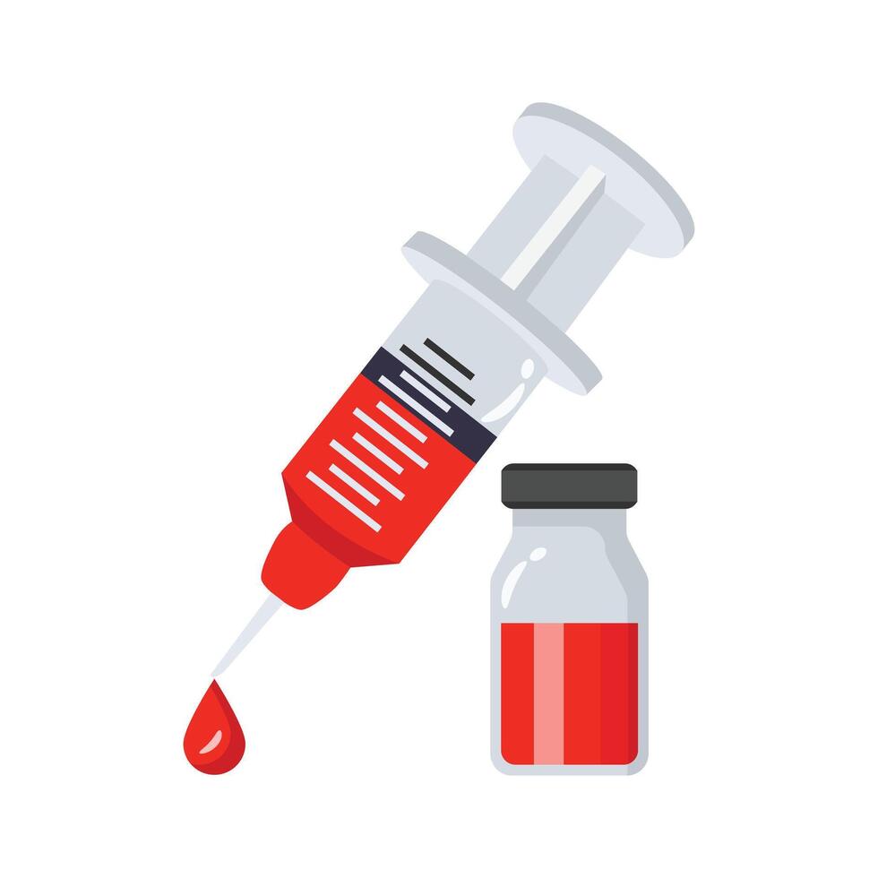 A syringe with a medicine vial, concept icon of vaccination vector