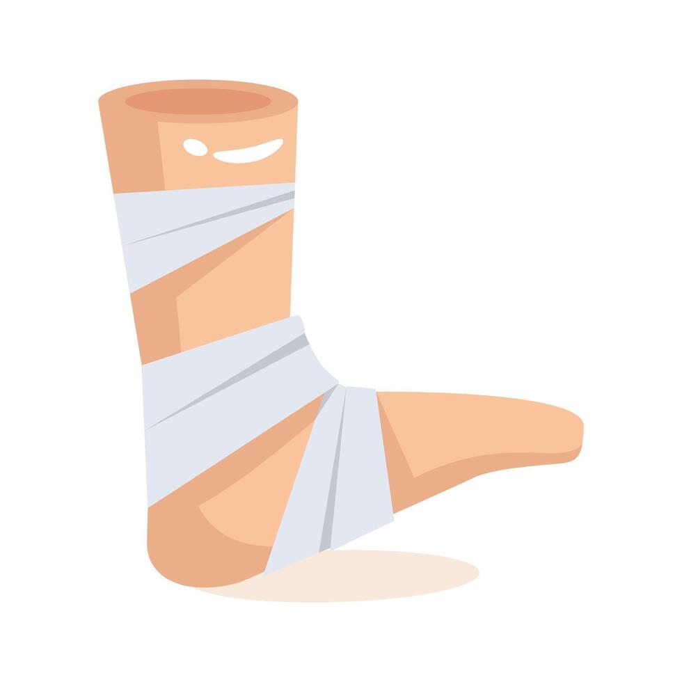 A bandage wrapped around the foot for injuries or fractures. vector
