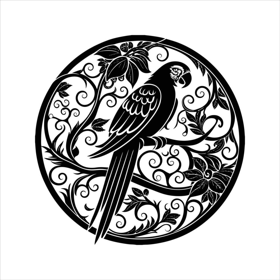A parrot clinging to the side of a tree trunk vector