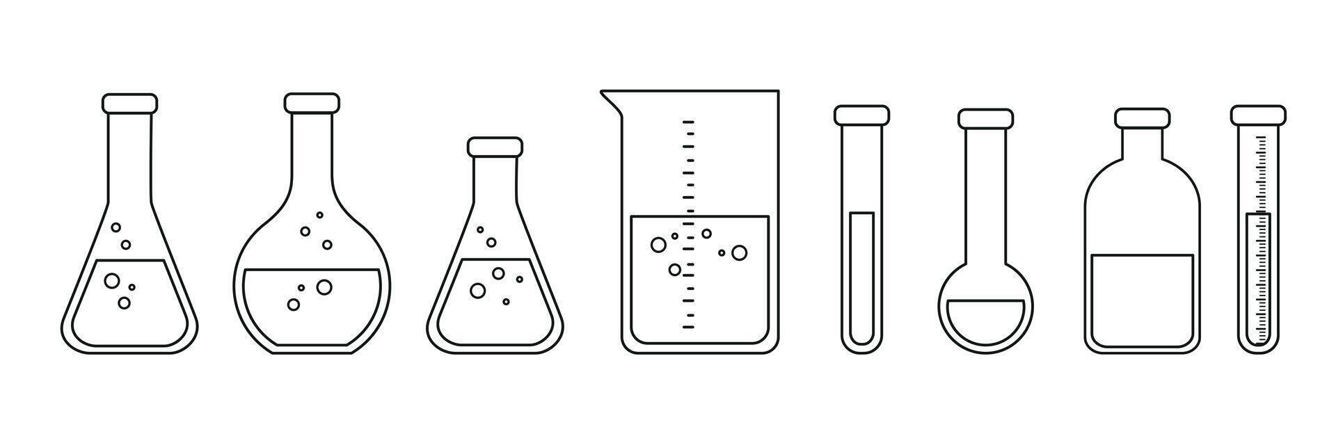 Laboratory glass equipment, test tubes and flask. Lab glassware for medical or science study vector