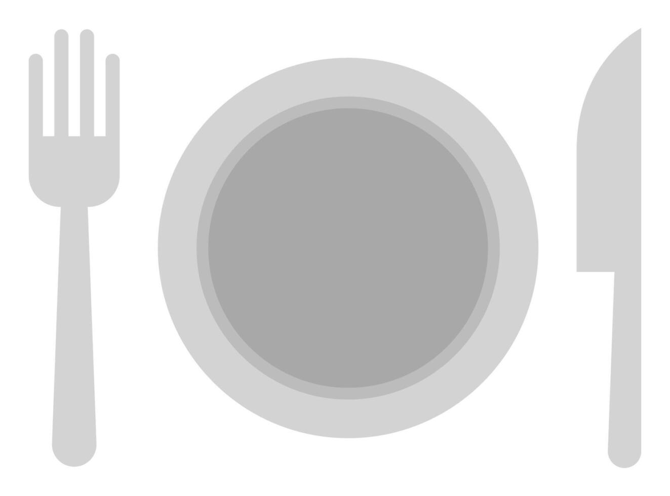 Plate, fork and knife icon in flat style isolated on white background. vector