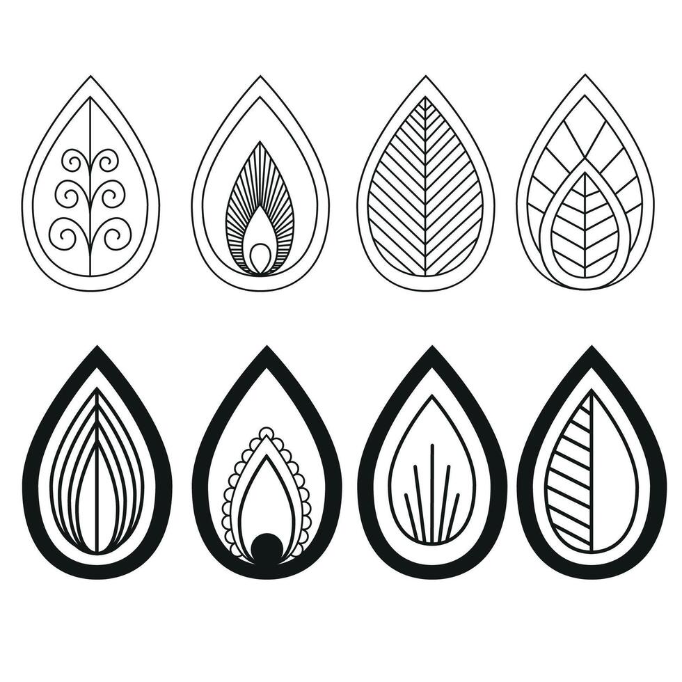 Set of leaves for creating mandalas, tattoos, mehendi vector