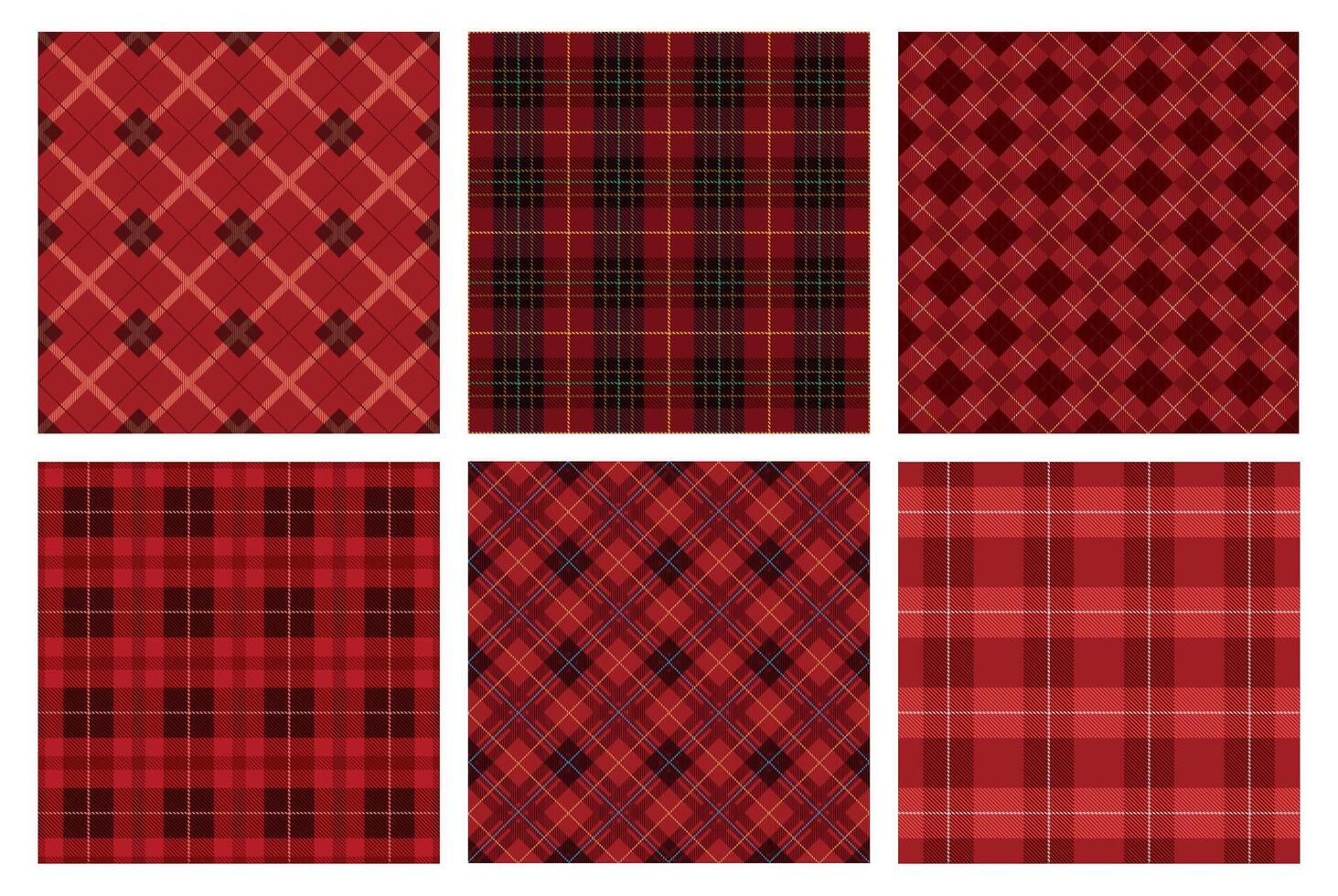 Seamless Tartan Plaid Illustration Set. Horizontally And Vertically Repeatable. vector