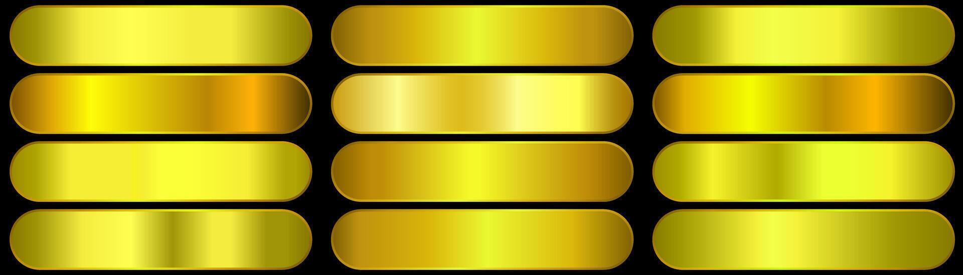 Premium metallic gold gradient stripes swatches palette set design vector