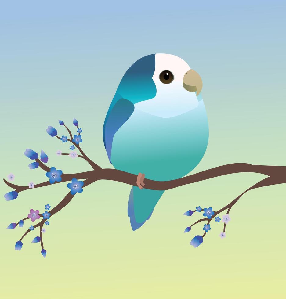 An illustration of a cute blue peach faced lovebird vector