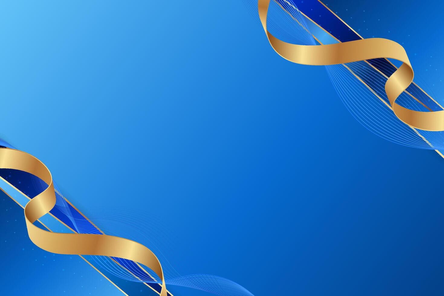 Abstract Gold and Blue Luxury Background. Abstract blue gradient elegant background with golden diagonal ribbons for business presentations, ads, banners, posters and premium magazines. vector