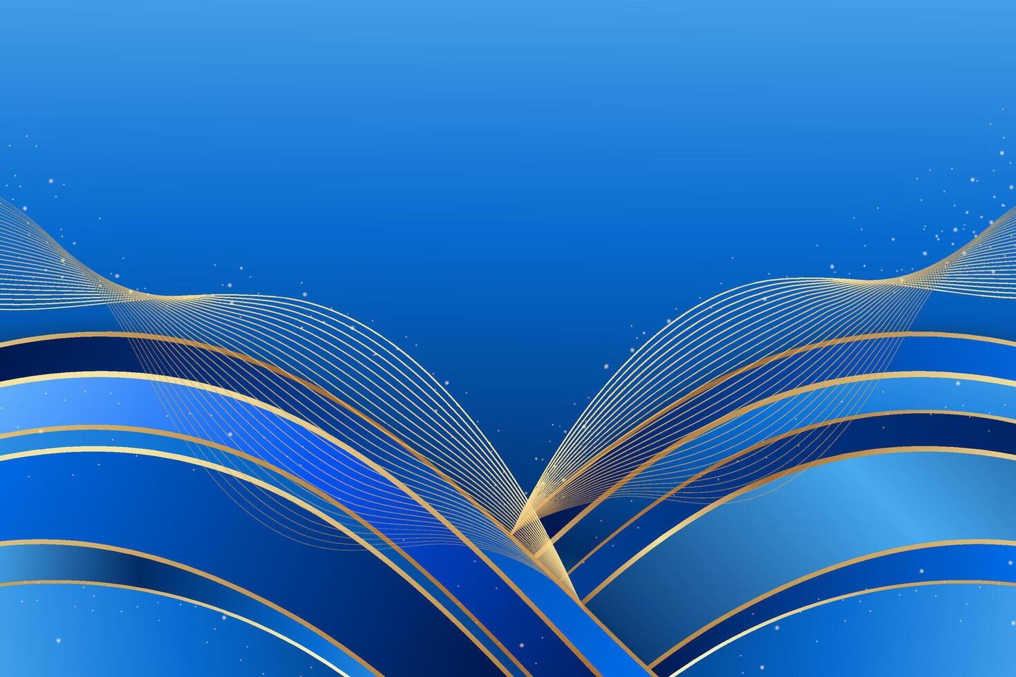 Premium Blue and Gold Abstract Background. Business elegant design with golden lines and waves for presentations, ads, banner,posters, magazines. vector
