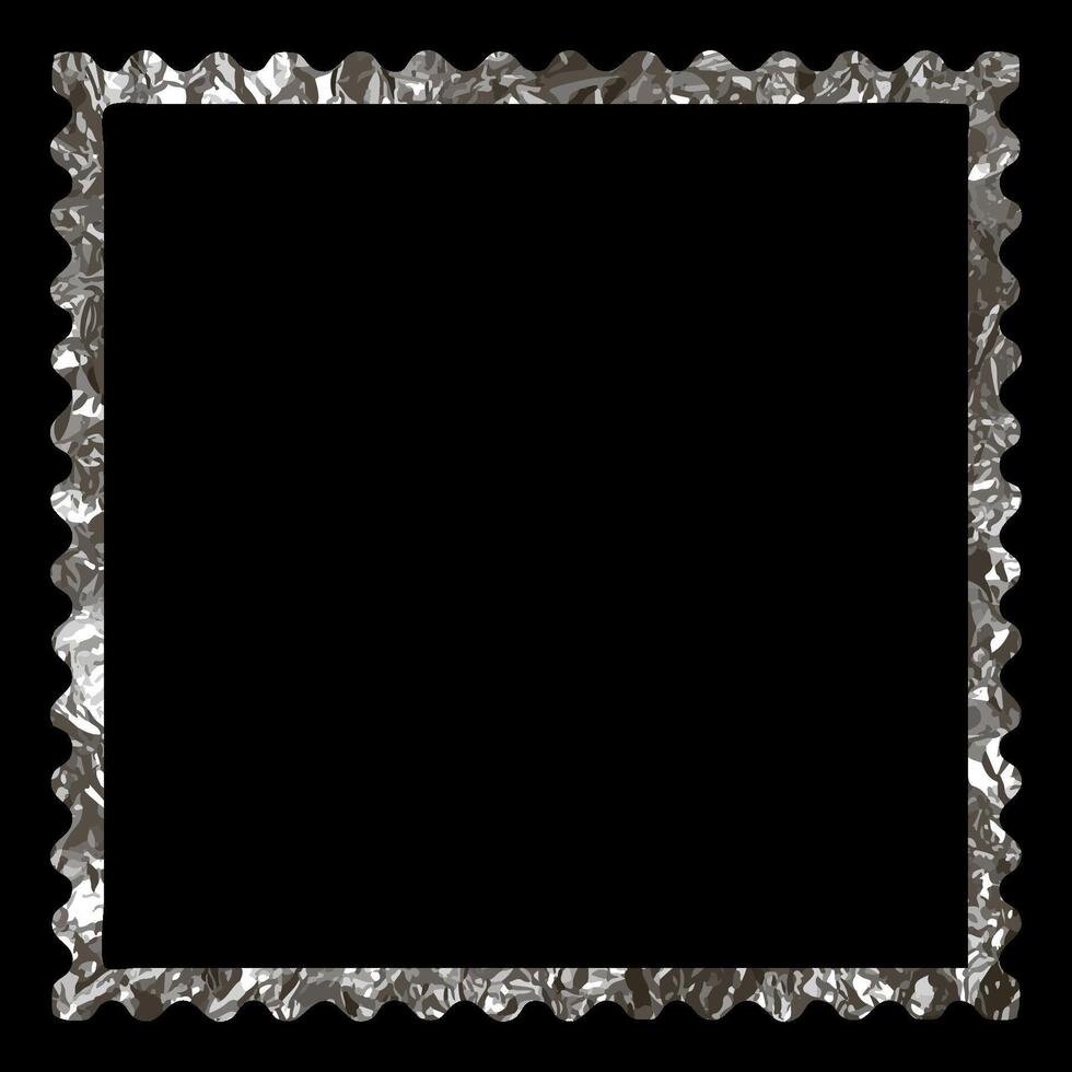 Shiny frame. Texture of crumpled foil. Retro element. illustration vector