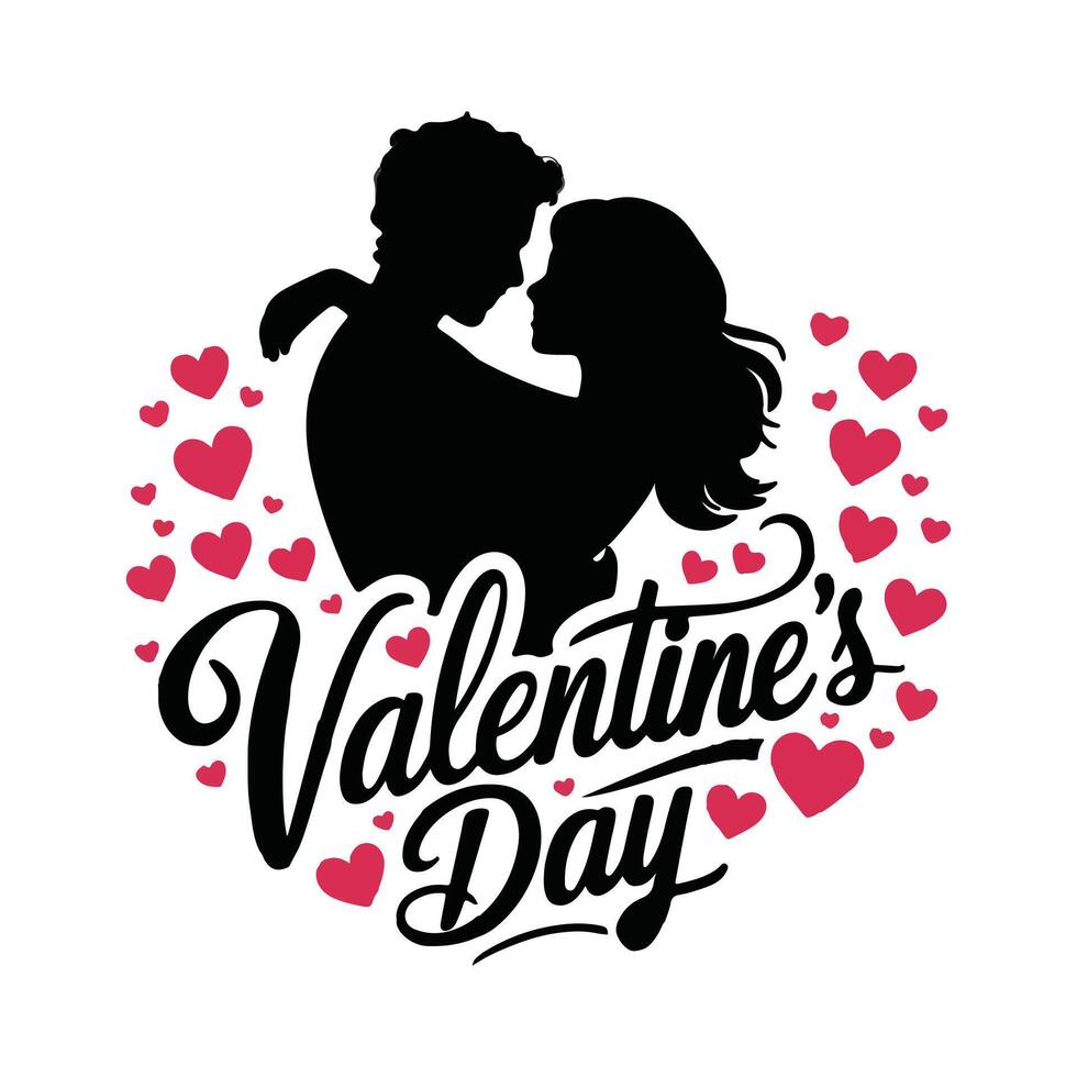 Valentine Day Silhouette Typography vector