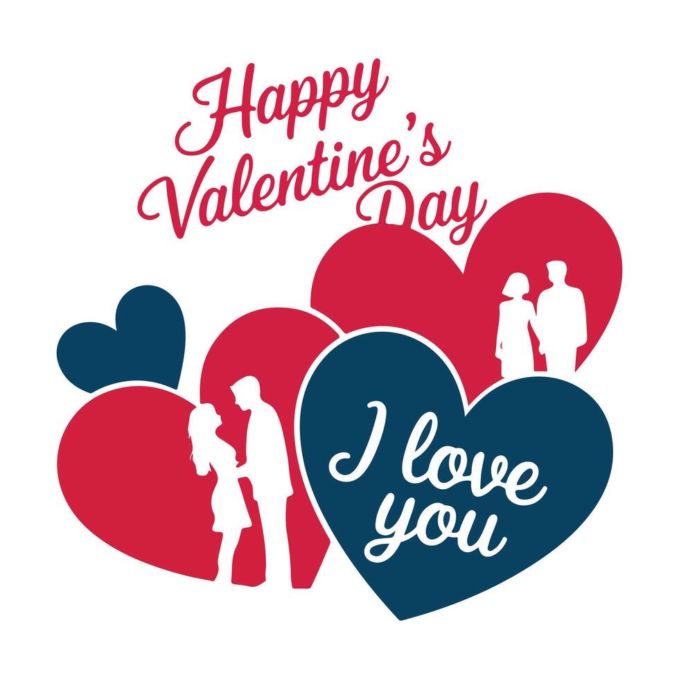 Valentines Day Silhouette Typography vector