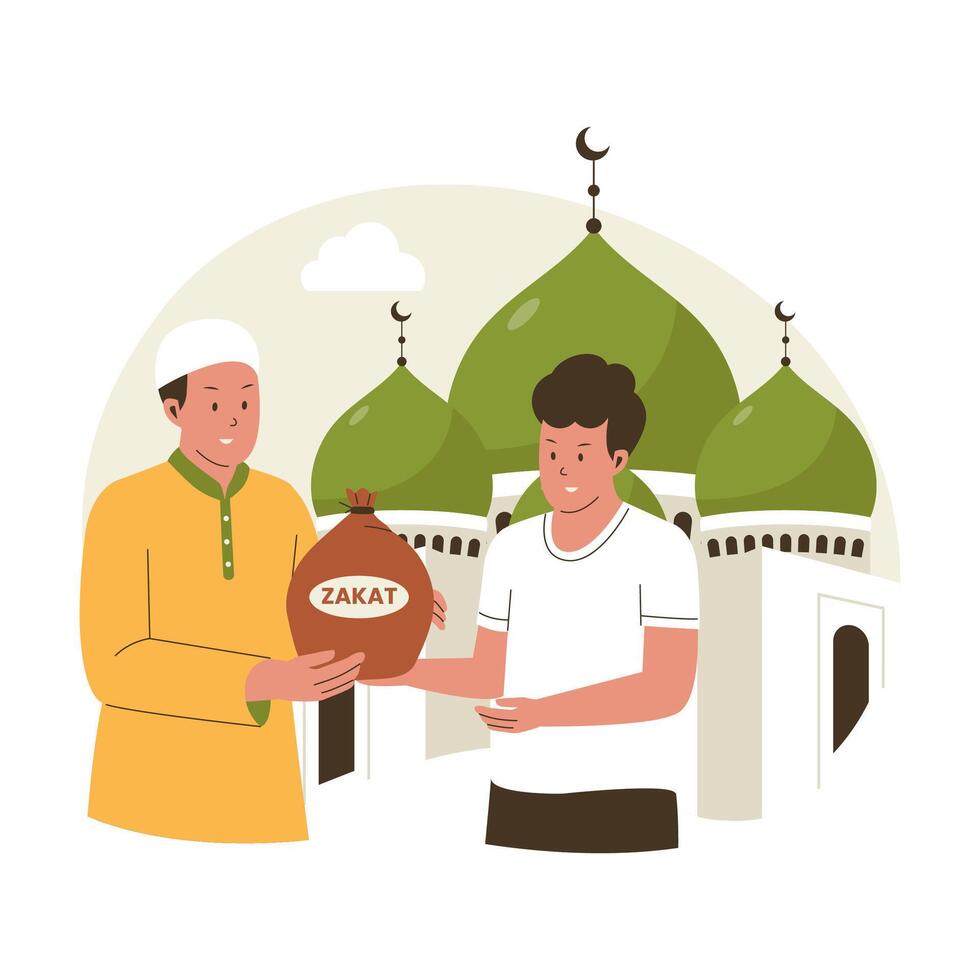 Illustration of people giving zakat vector