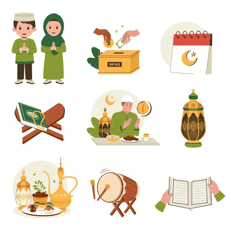 Collection of ramadan illustrations vector
