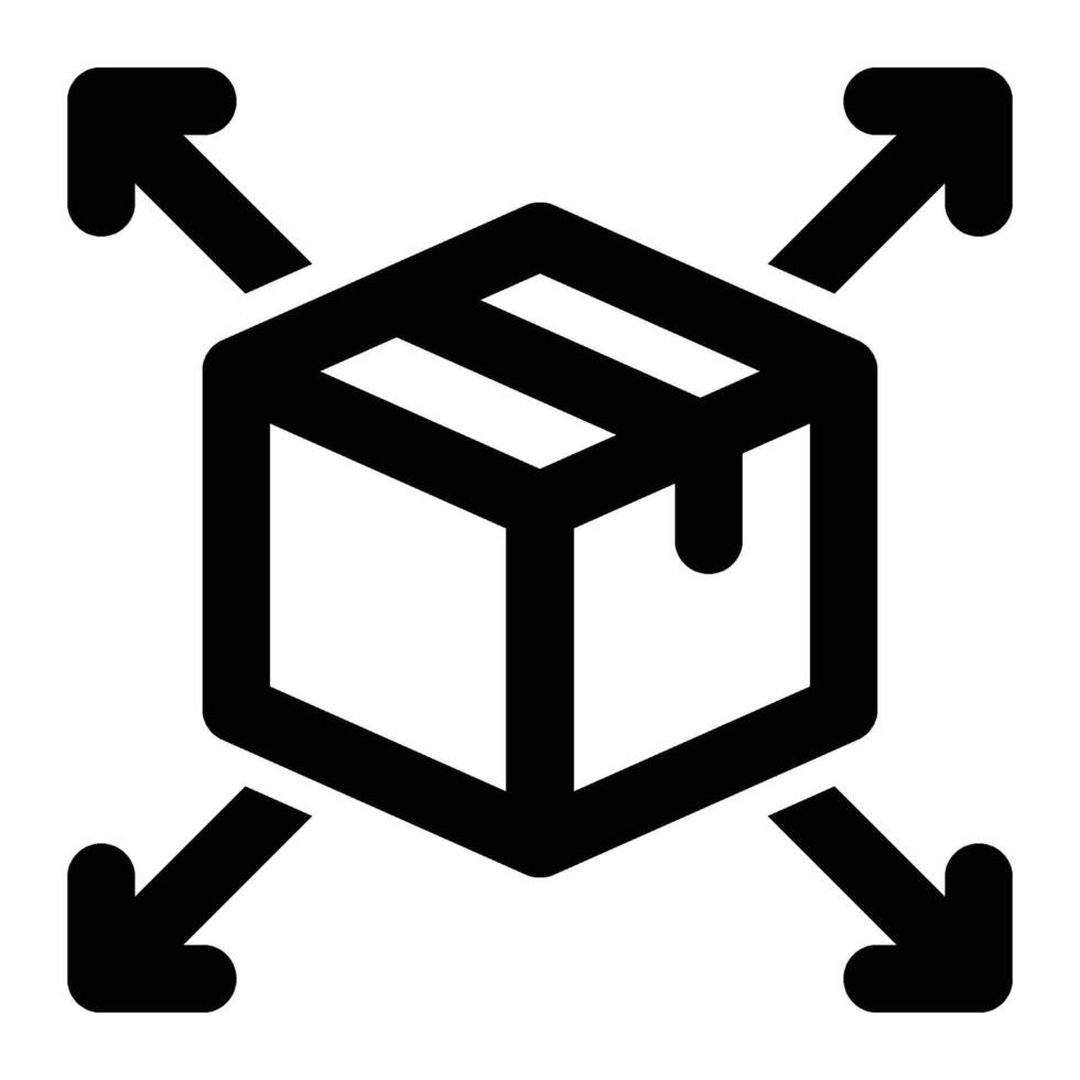 A black and white image of a box with arrows vector
