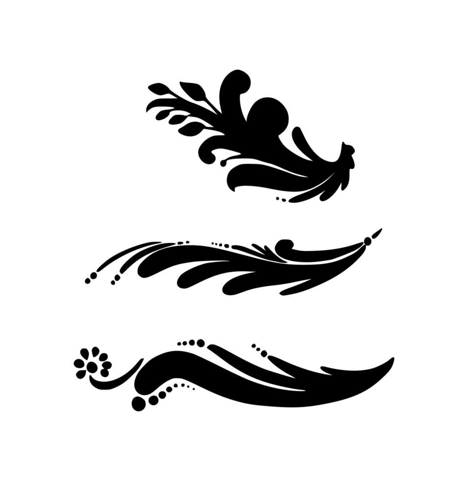 Set of hand drawn floral lines and text dividers vector