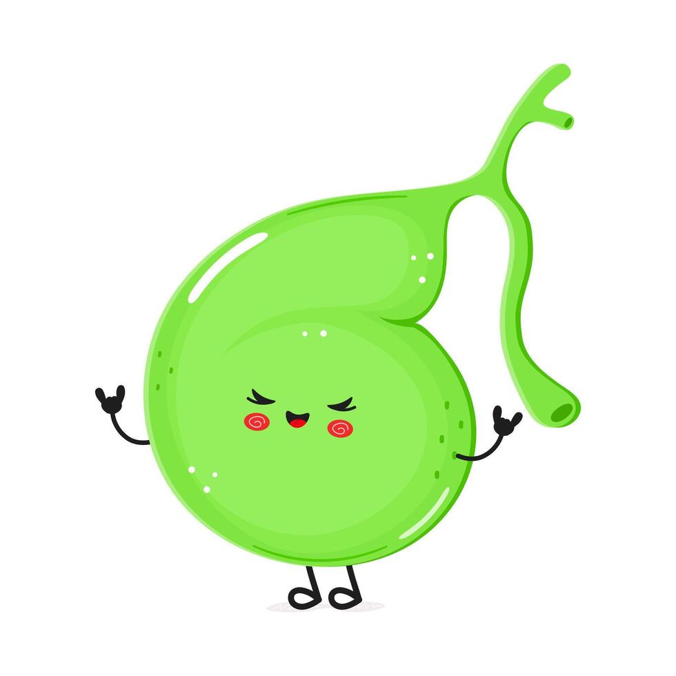 Gallbladder heavy metal character. hand drawn cartoon kawaii character illustration icon. Isolated on white background. Gallbladder character concept vector