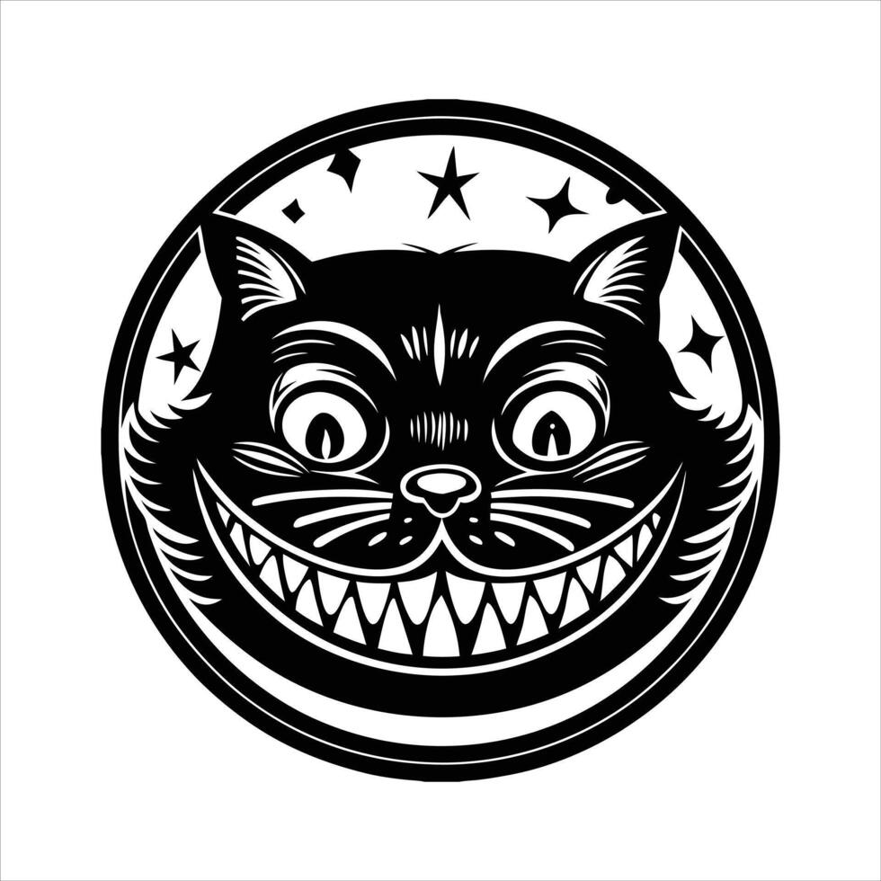 A black and white picture of a cat with a black face vector